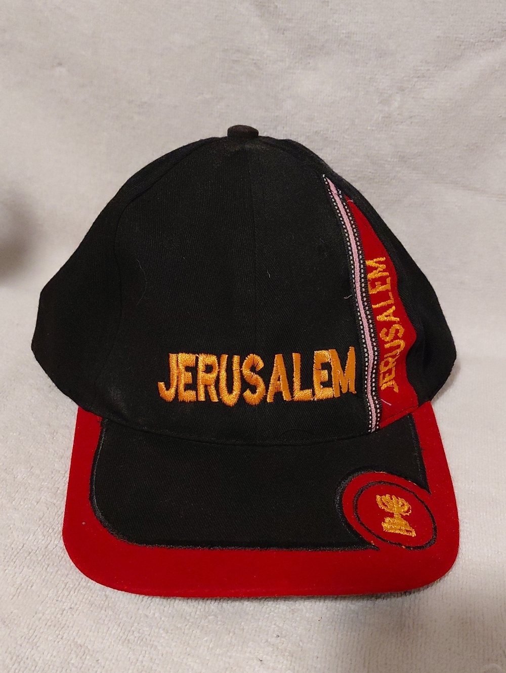 Source Unknown Black & Red Jerusalem Embroidered Kids Cap